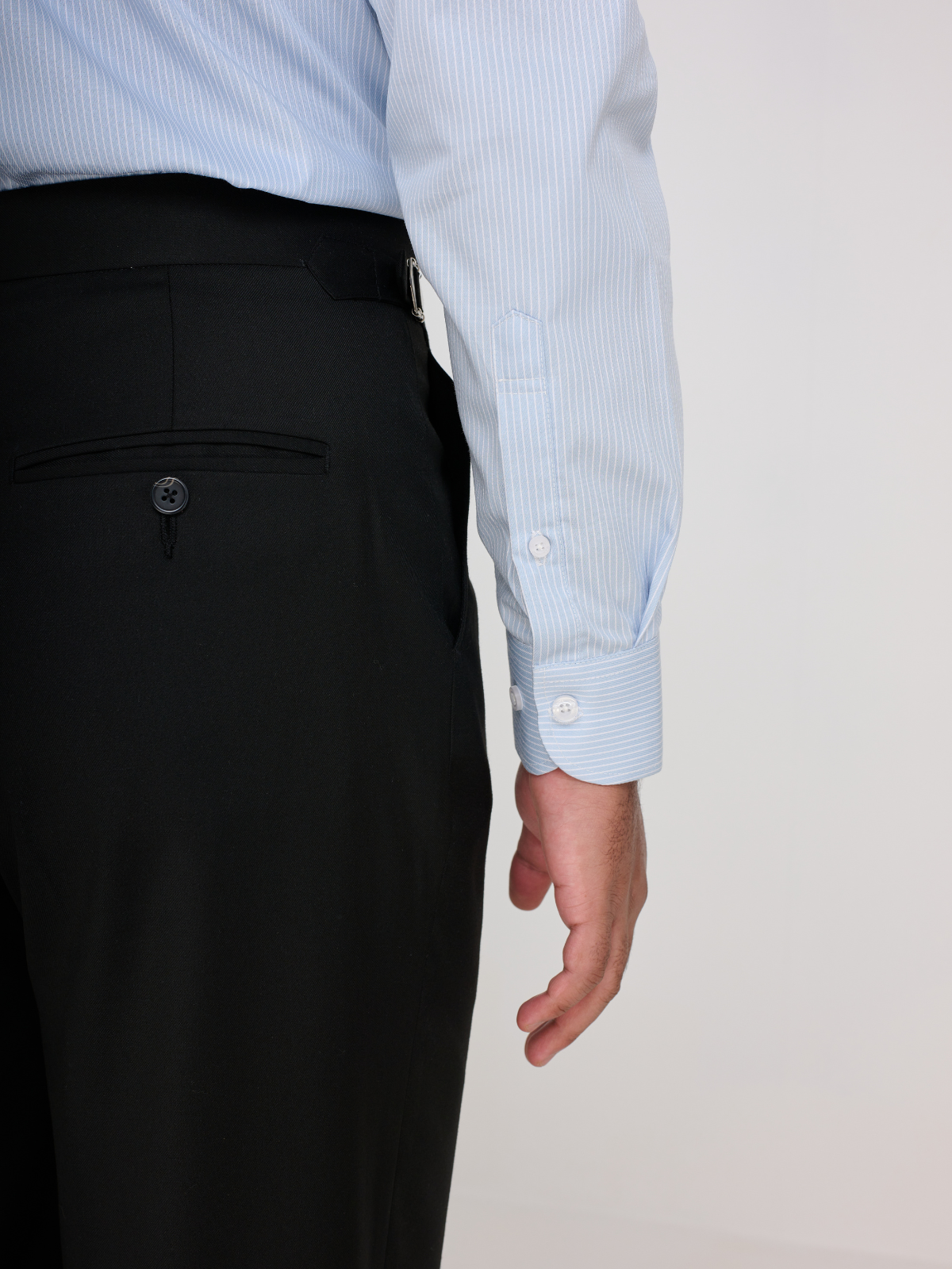 Sky Blue Pencil Stripe Spread Collar Shirt