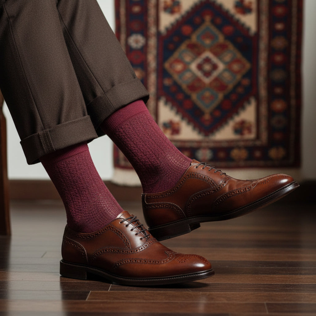 Solid Cotton Socks – Deep Crimson