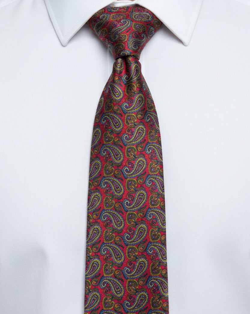 Crimson Paisley Silk Tie