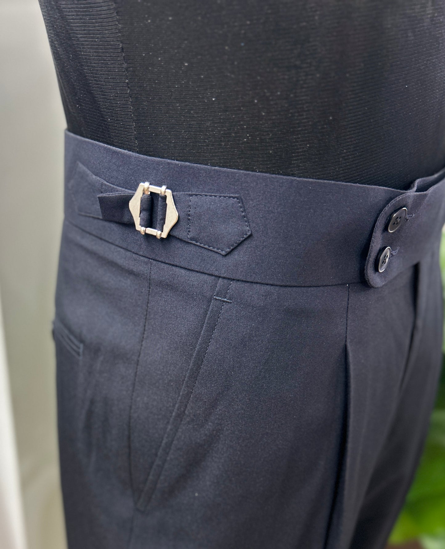 Navy double button formal trouser