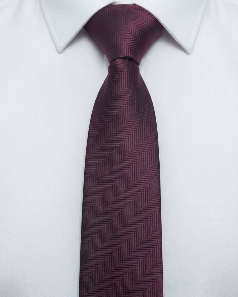 Burgundy Chevron Silk Tie