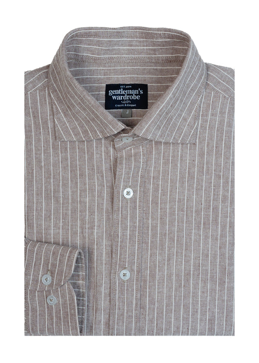 Brown Pinstripe Formal Shirt