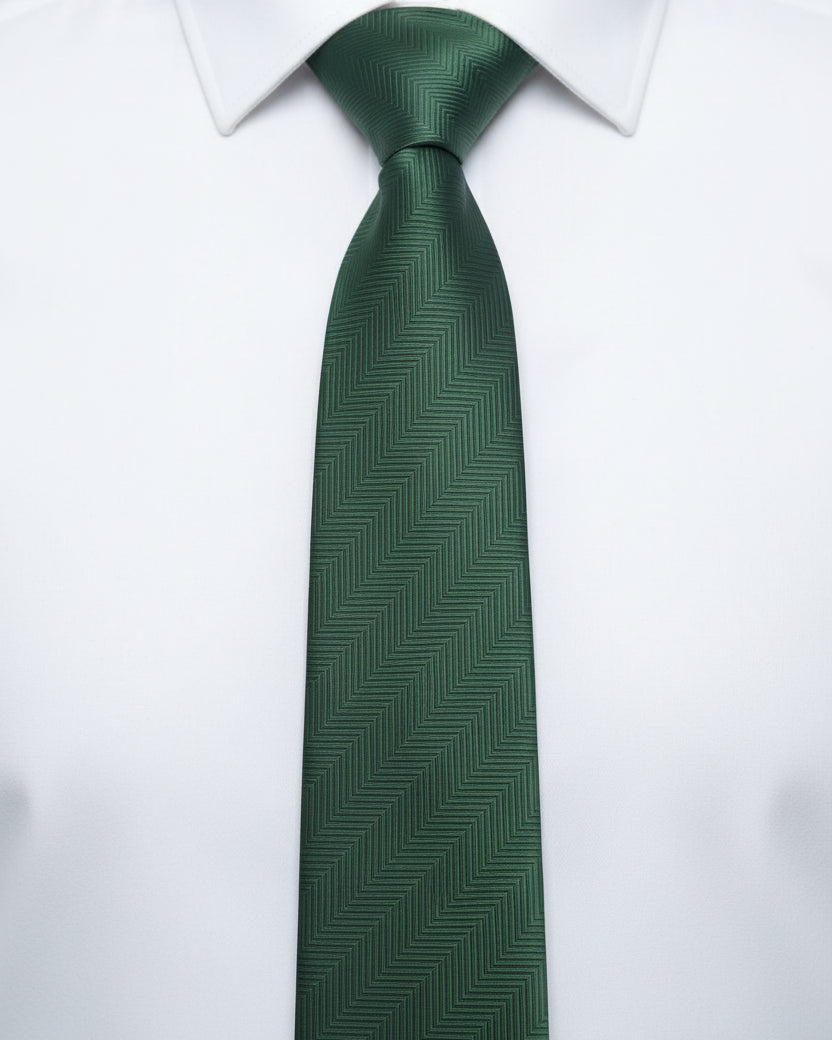 Emerald Chevron Silk Tie