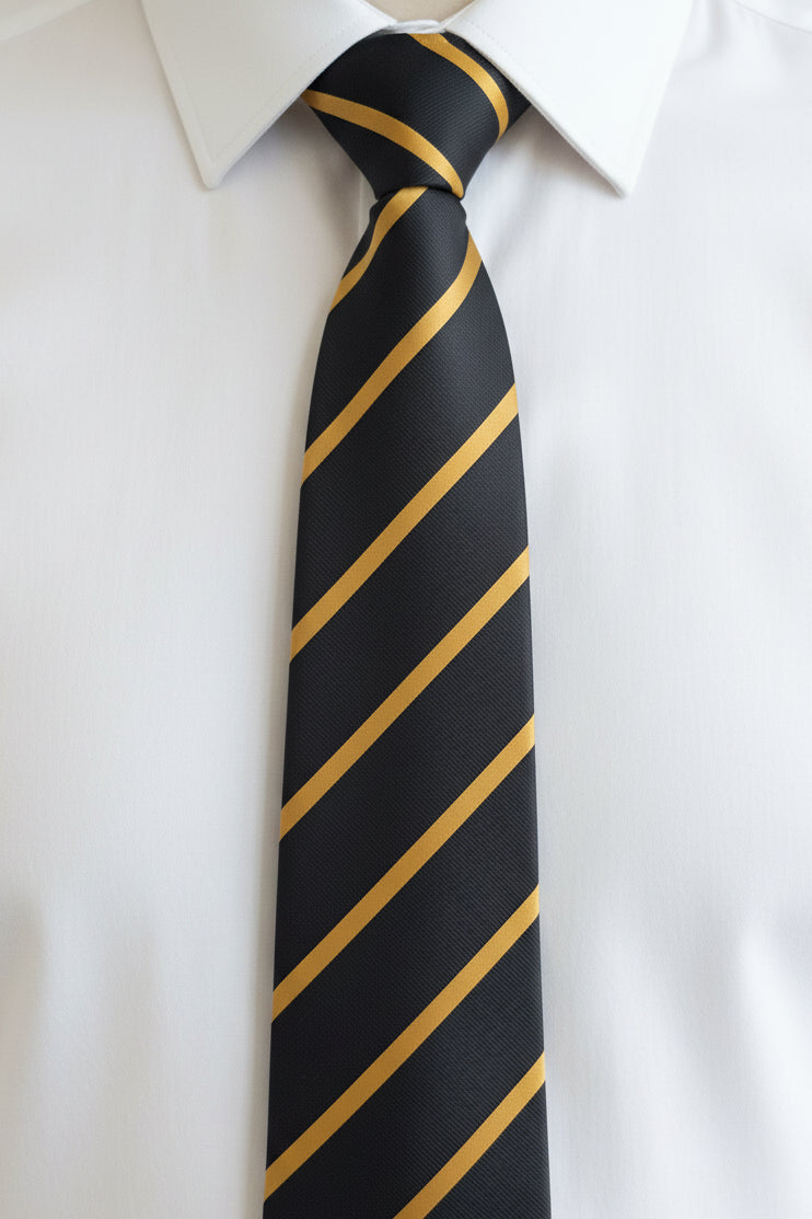 Charcoal Gold Regimental Stripe Tie