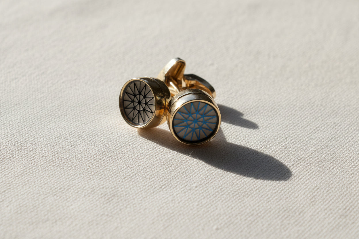 Azure Star Cufflinks – Gold & Ivory