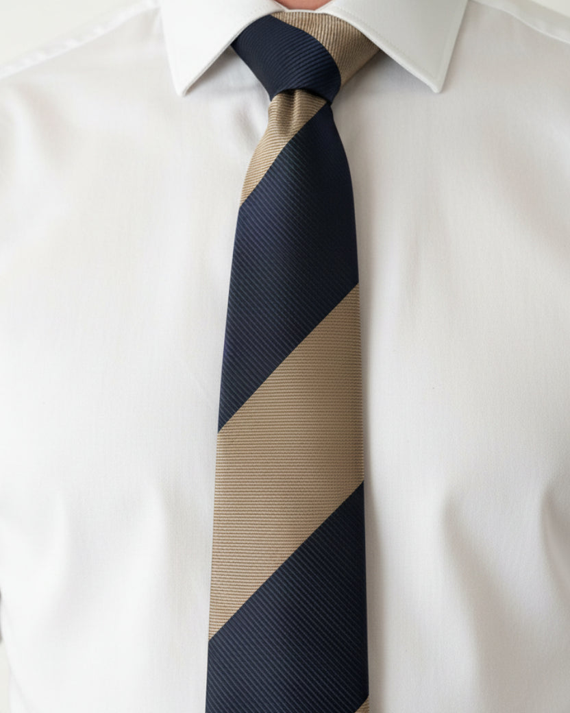 Navy Sand Bold Stripe Tie