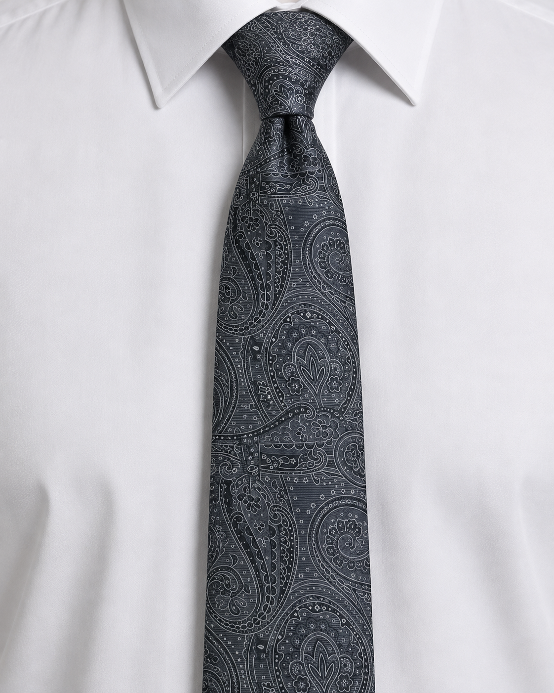 Charcoal Paisley Tie – Grey