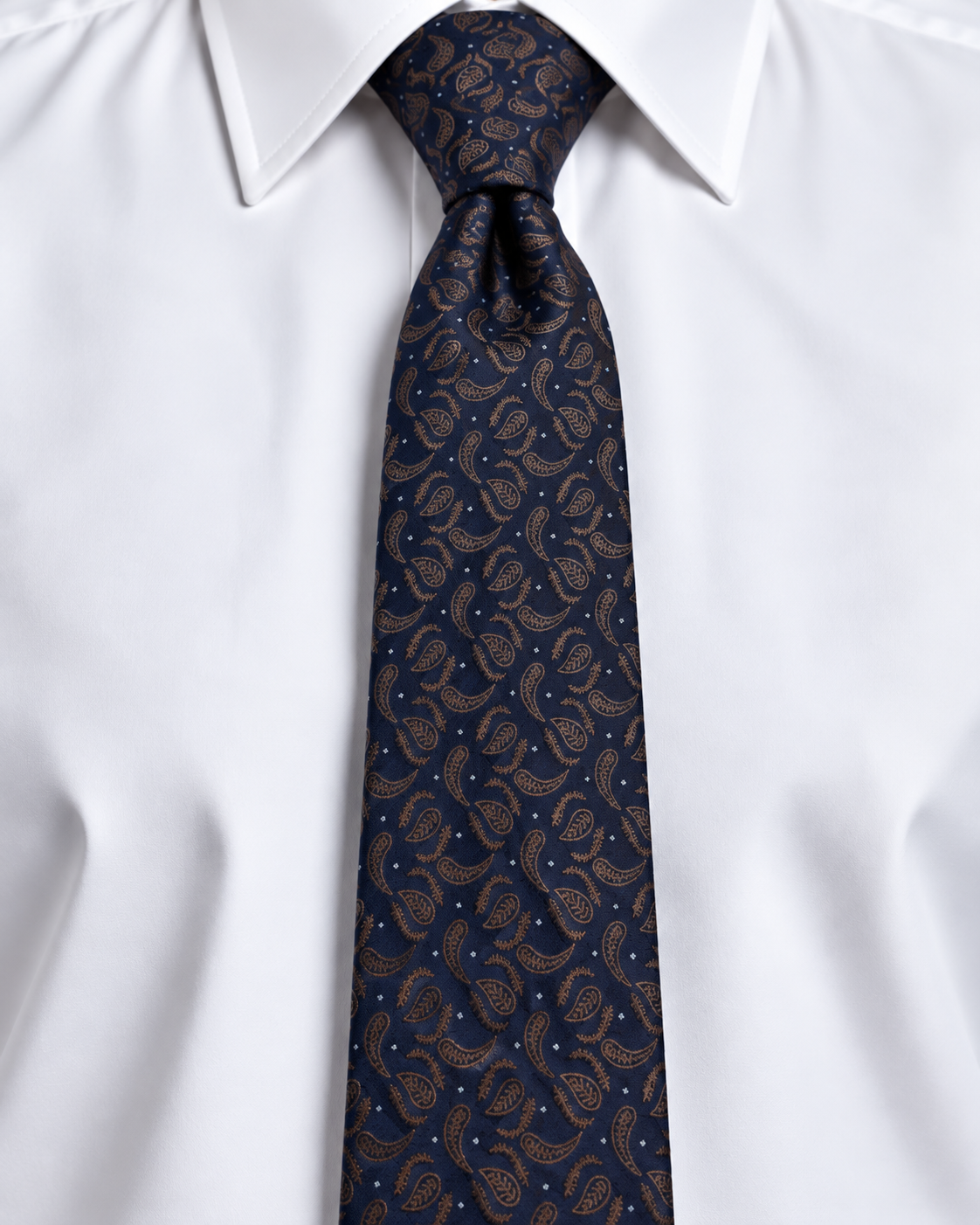 Navy Brown Paisley Tie