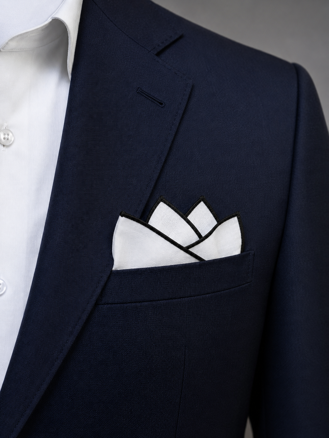Beige Edge White Linen Pocket Square