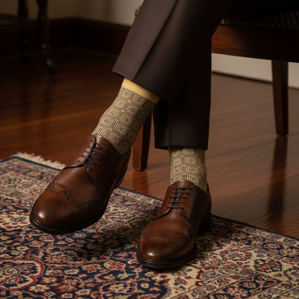 Sandstone Geometric Dress Socks