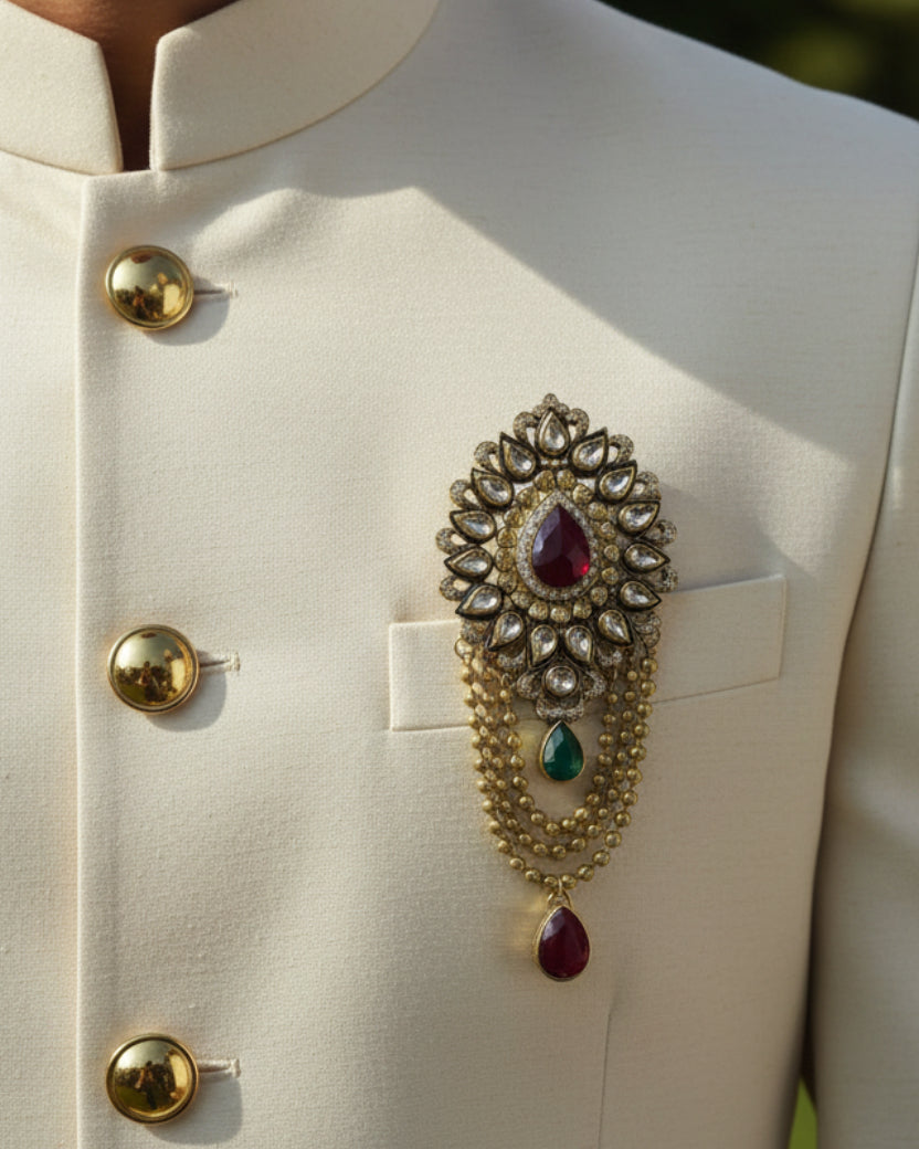 Statement Brooch – Kundan Drop