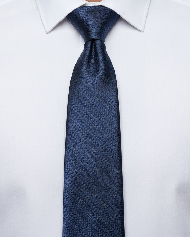 Navy Wave Silk Tie