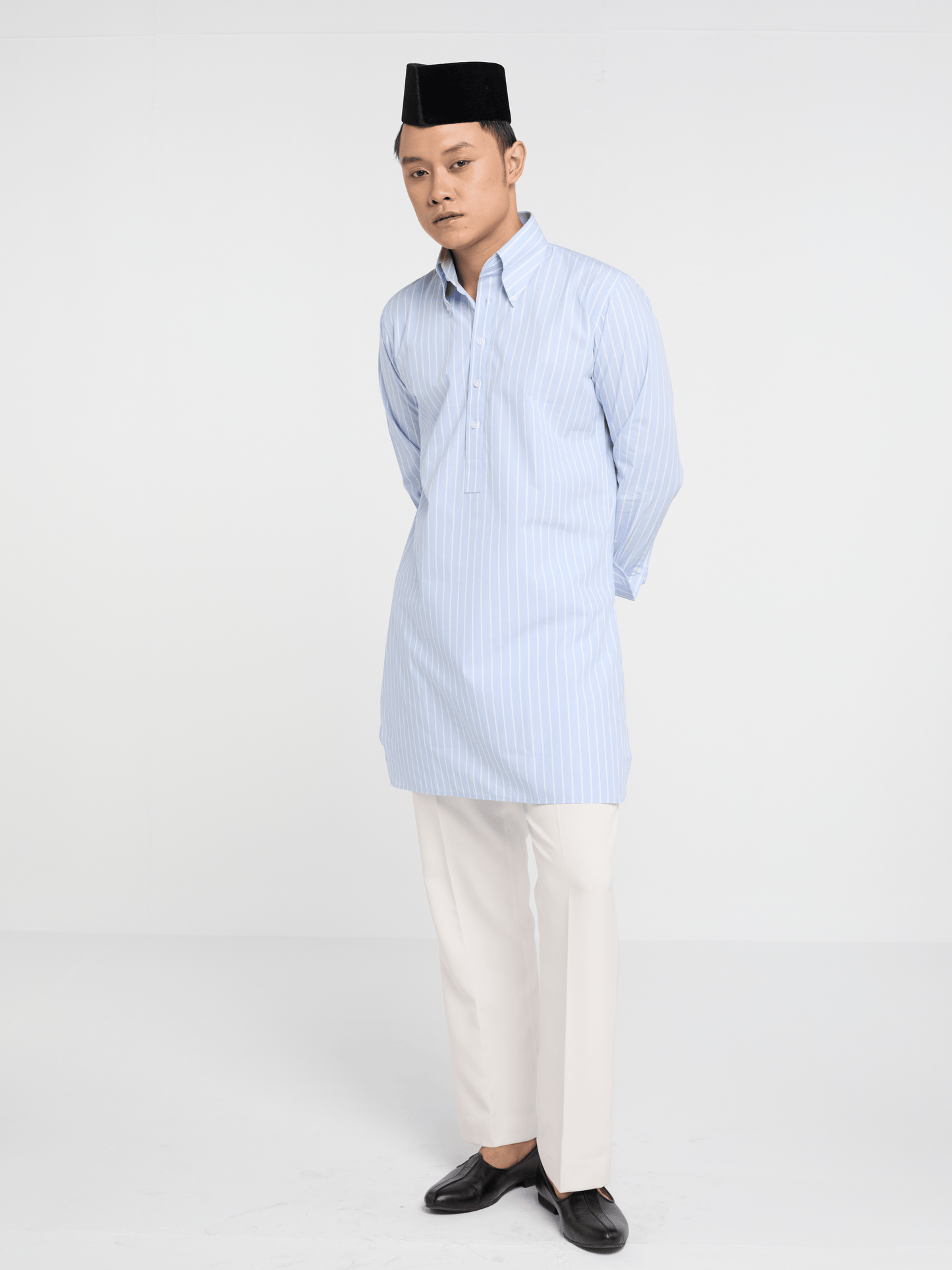 Sky Blue Pinstripe Button Down Kurta