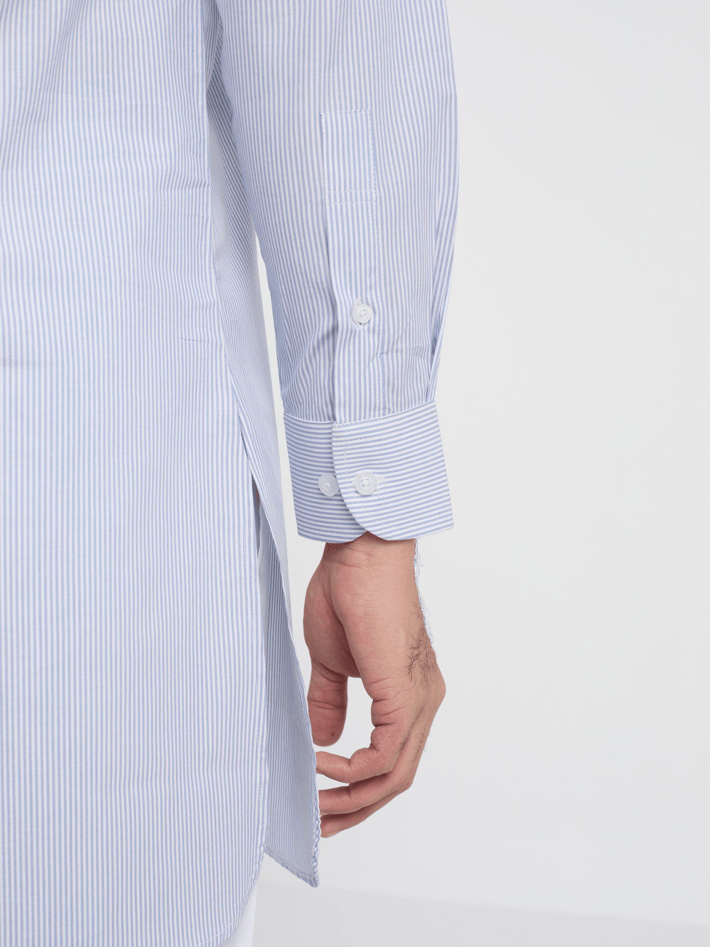 Blue Slim Stripe Button Down Kurta