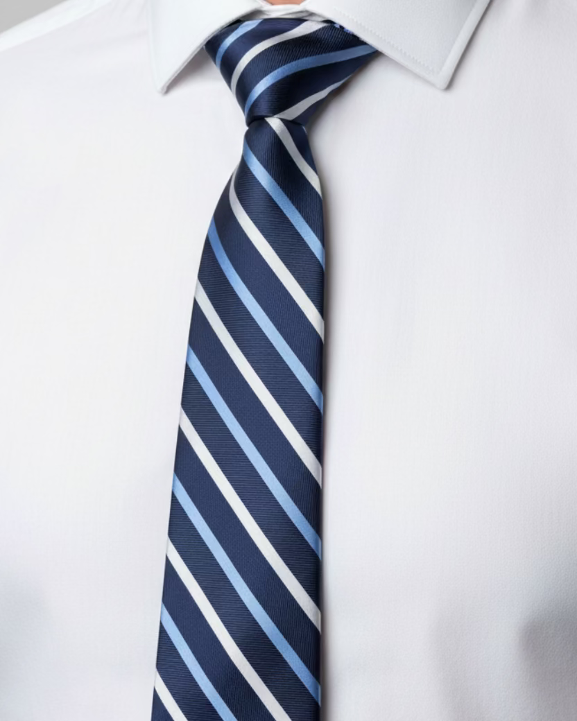 Navy Silver Sky Stripe Tie