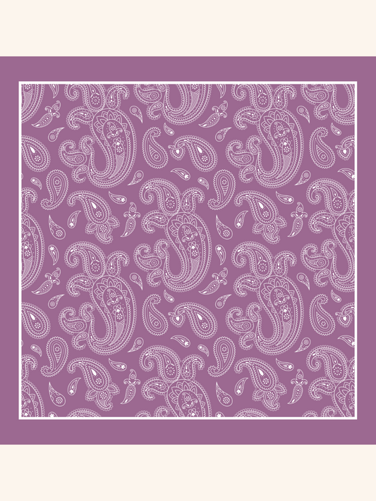 Orchid with Heavy White Paisley Silk Pocket Square