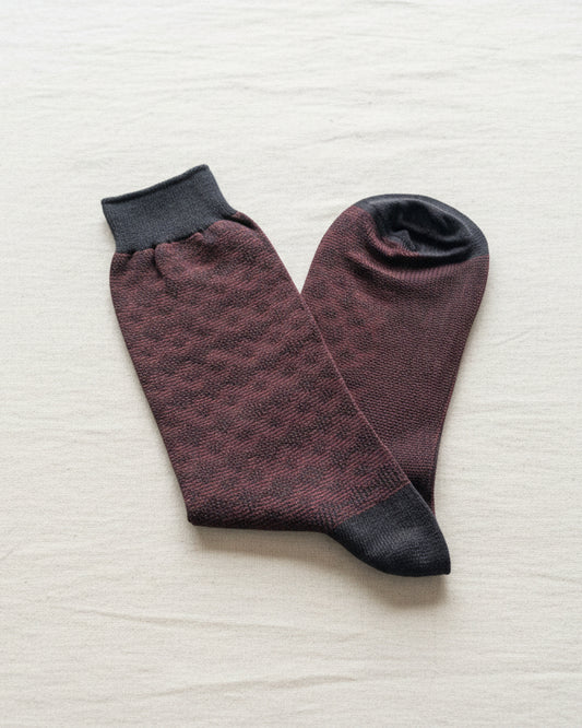 Birdseye Textured Cotton Socks – Rust & Charcoal