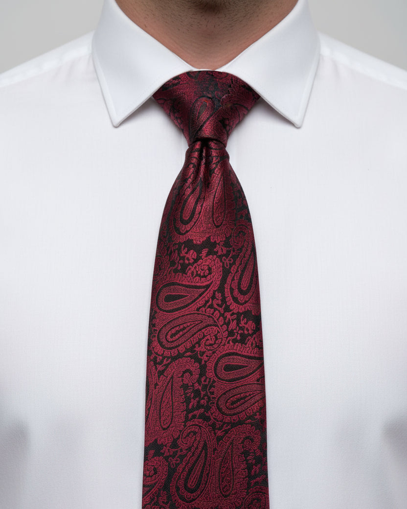 Crimson Paisley Silk Tie