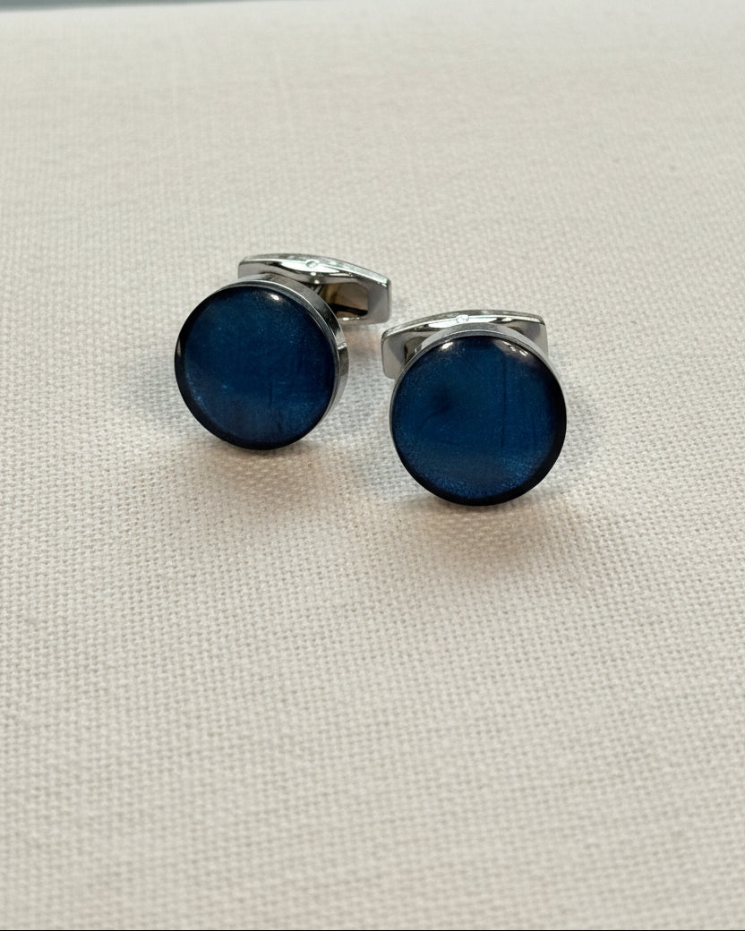 Midnight Blue Disc Cufflinks
