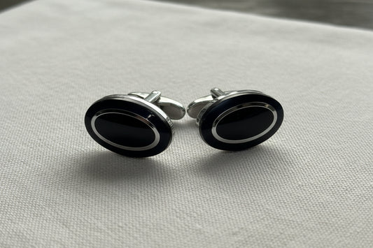 Orbit Frame Cufflinks – Silver & Black