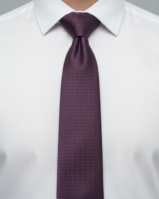 Plum Micro-Check Tie