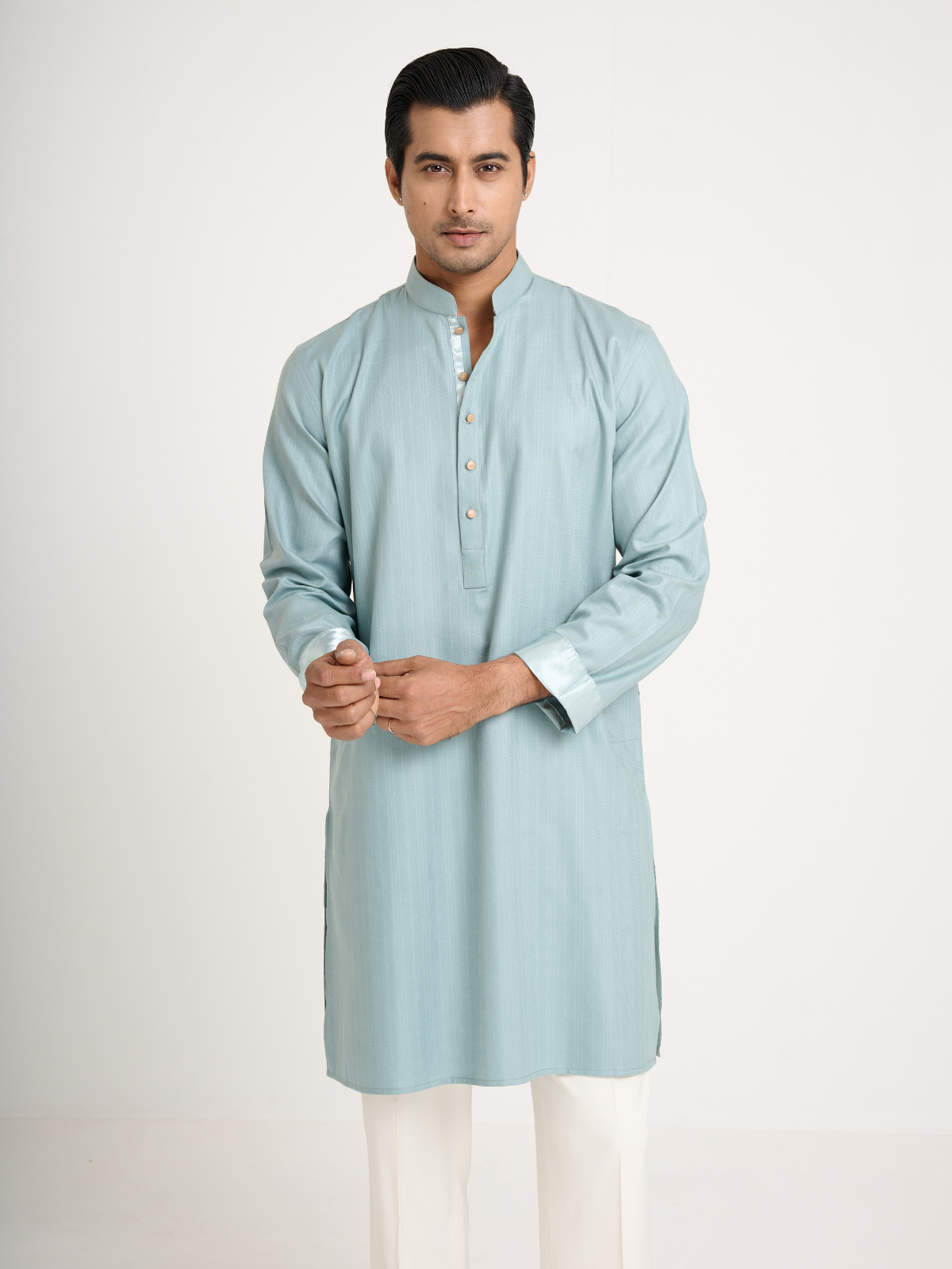 Mint Self Print Kurta