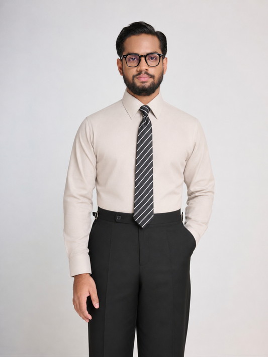 Sand Textured Spread Collar Shirt