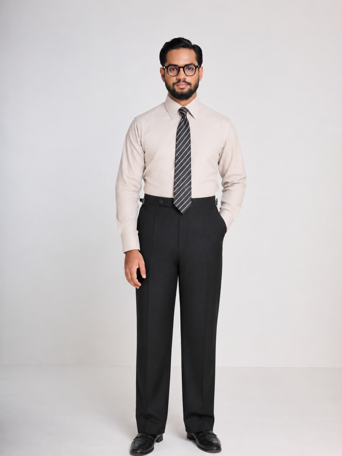 Sand Textured Spread Collar Shirt