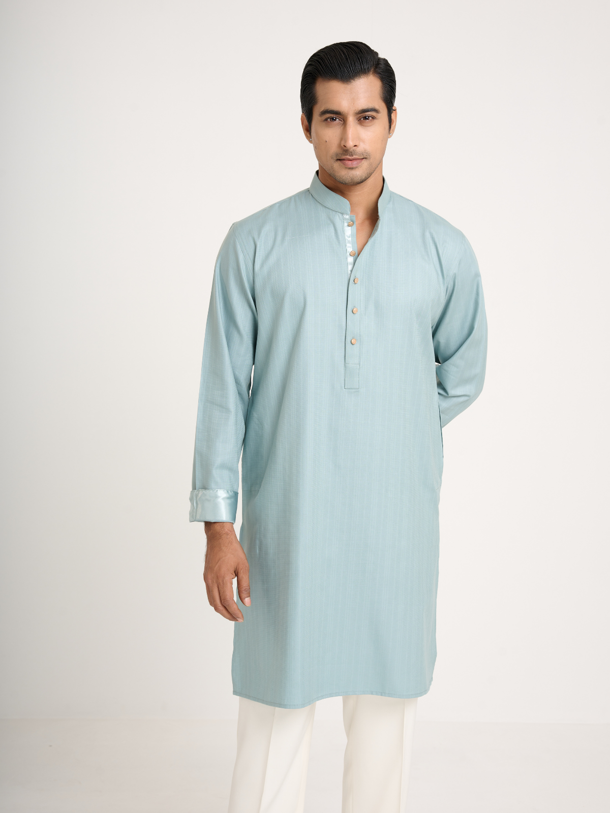 Mint Self Print Kurta
