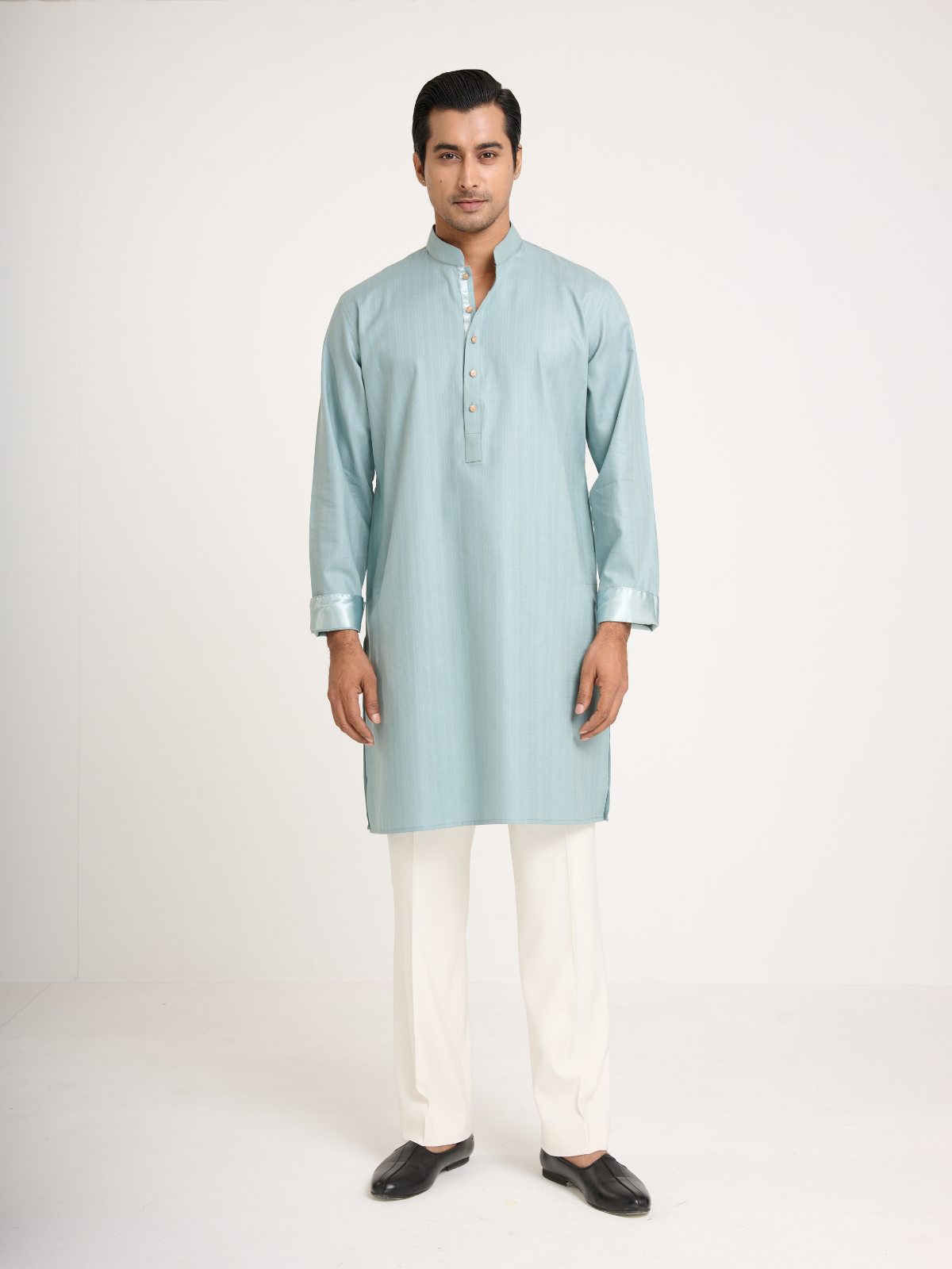Mint Self Print Kurta