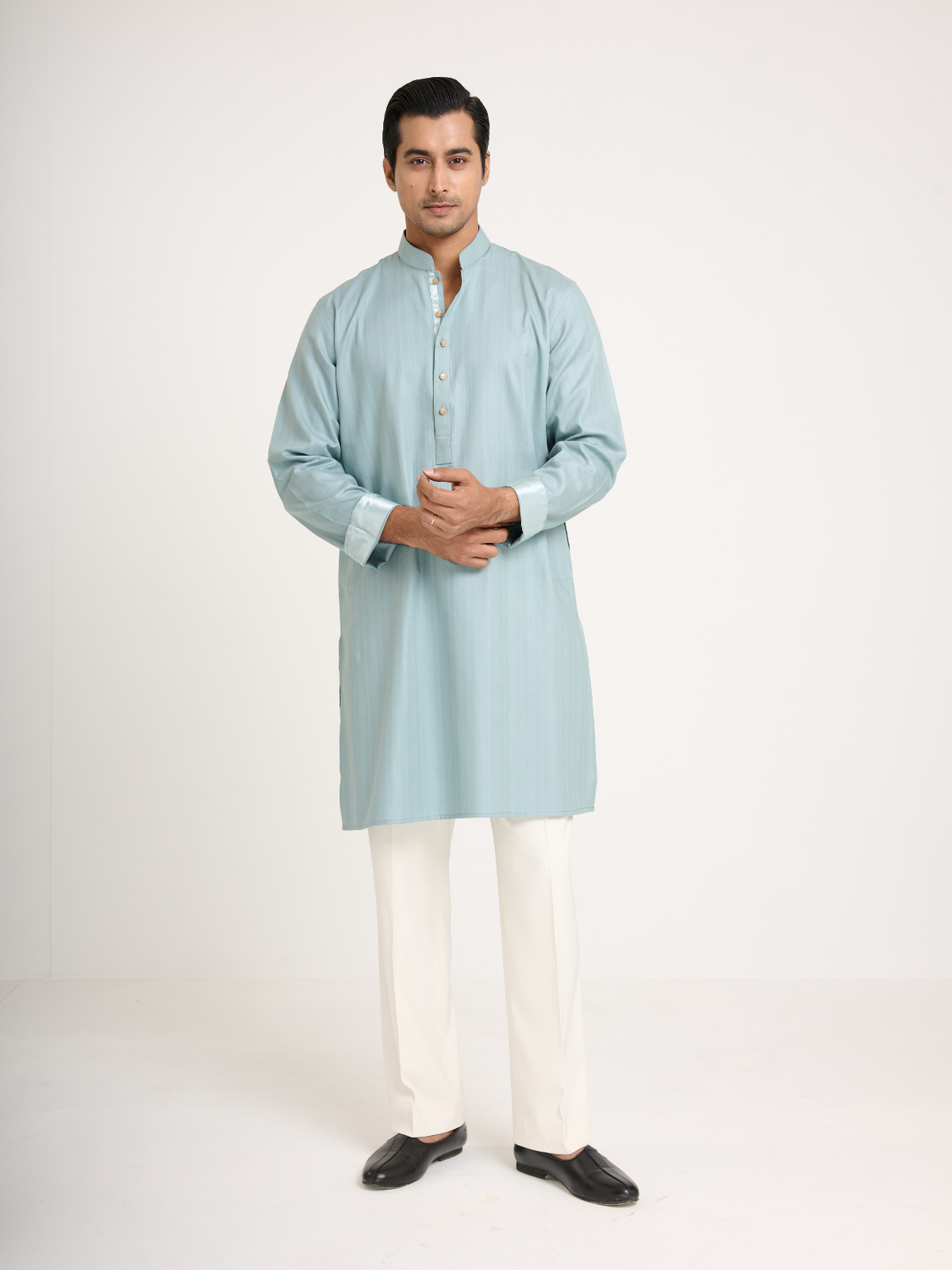 Mint Self Print Kurta
