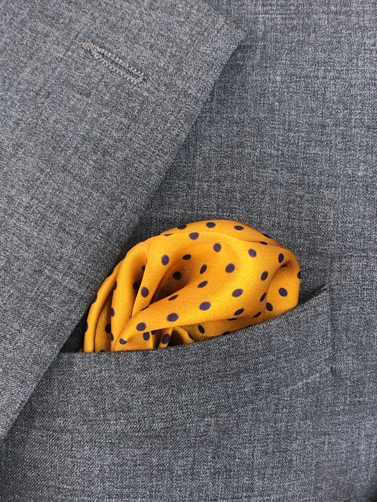 Golden Polka Silk Pocket Square