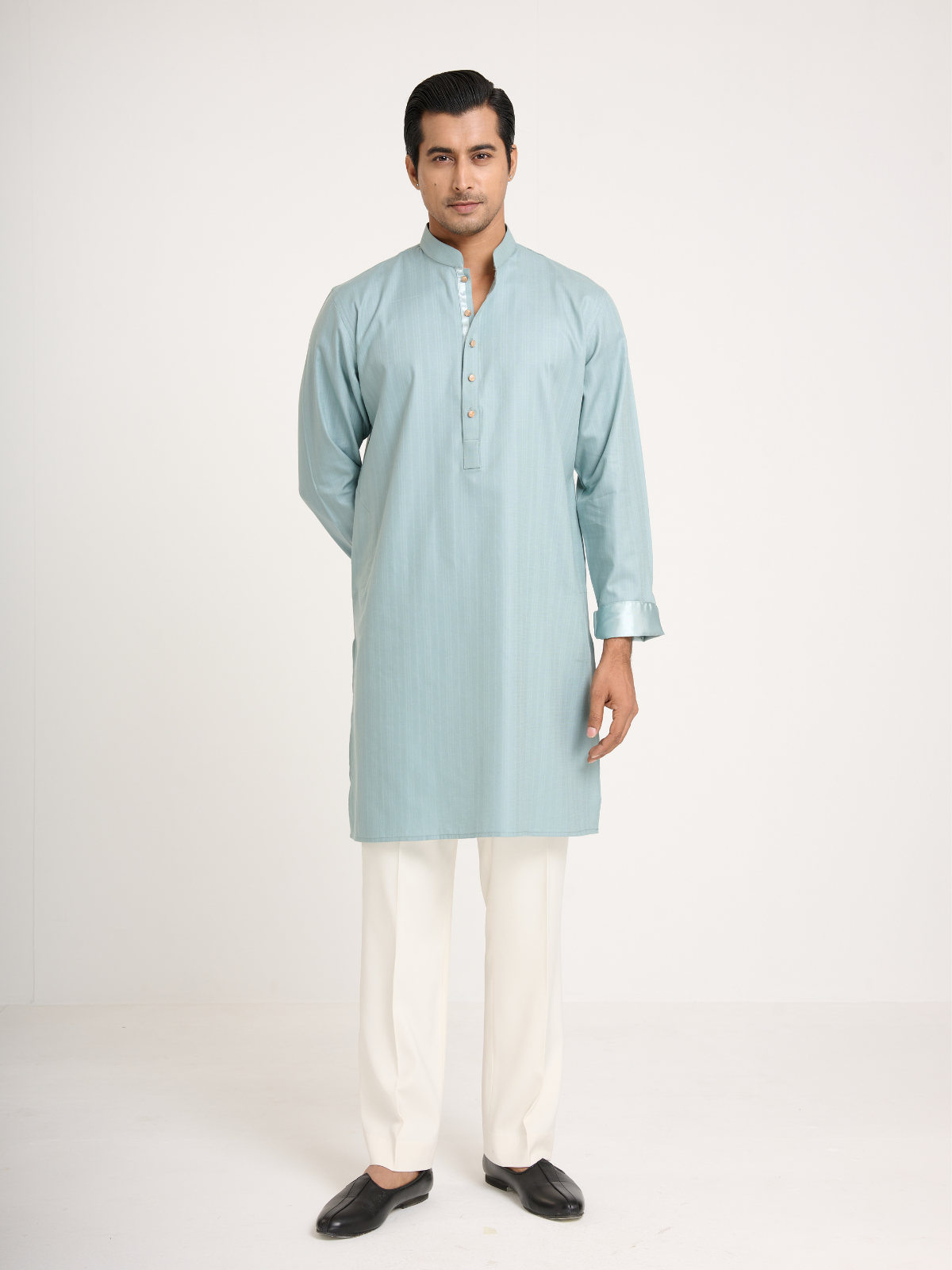 Mint Self Print Kurta