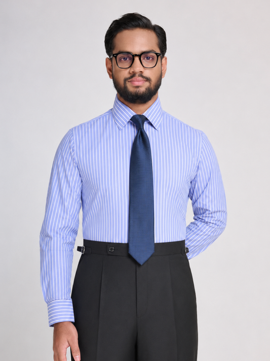 Blue Bengal Stripe Spread Collar Shirt