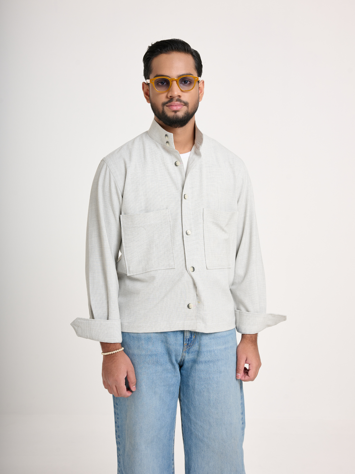Silver Cropped Shacket