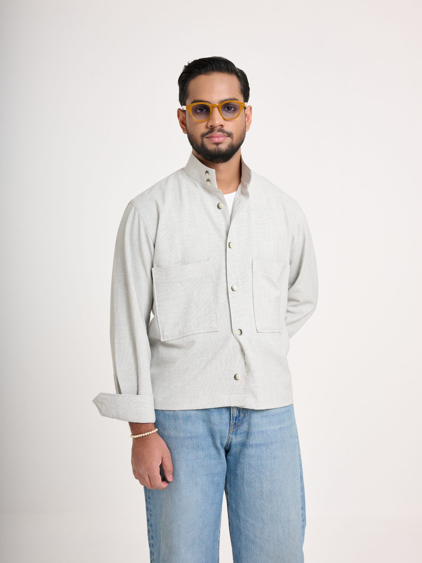 Silver Cropped Shacket