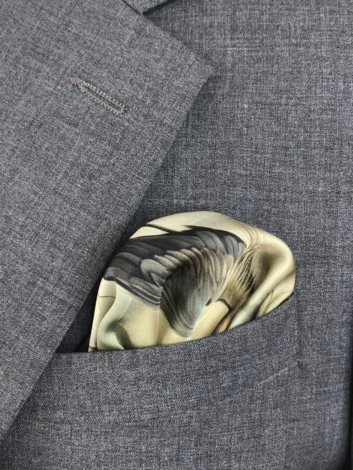 Heron Abstract Silk Pocket Square