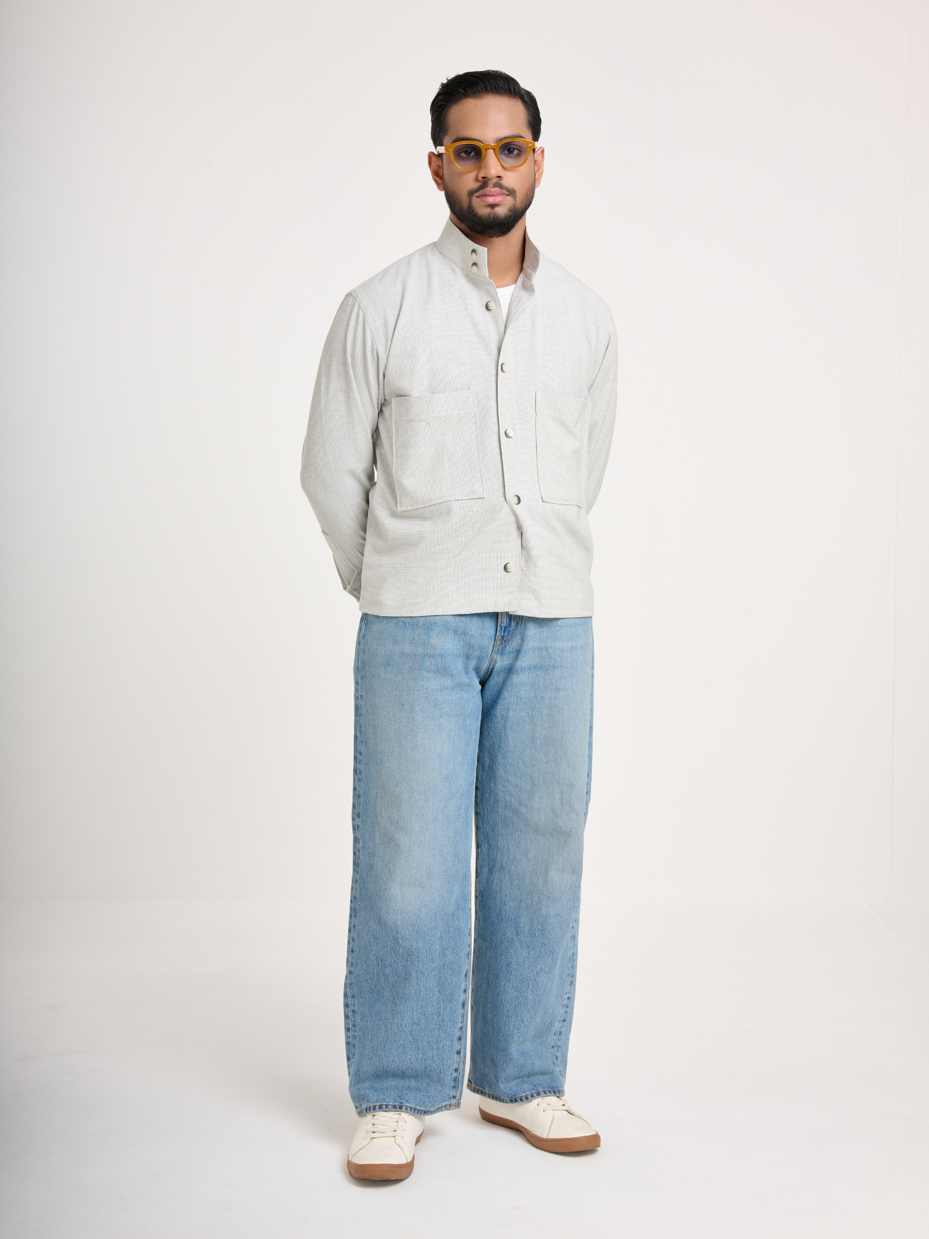 Silver Cropped Shacket