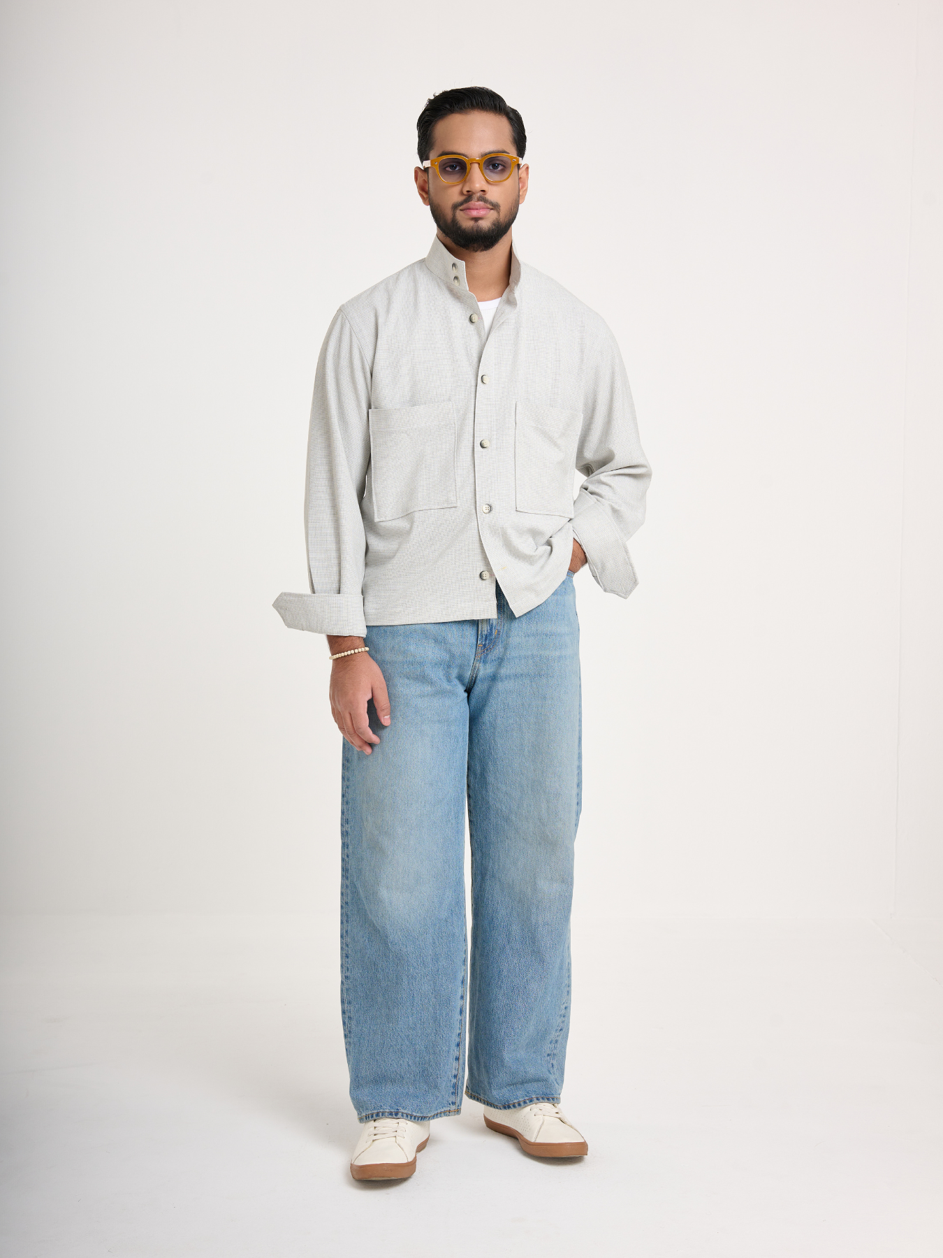 Silver Cropped Shacket