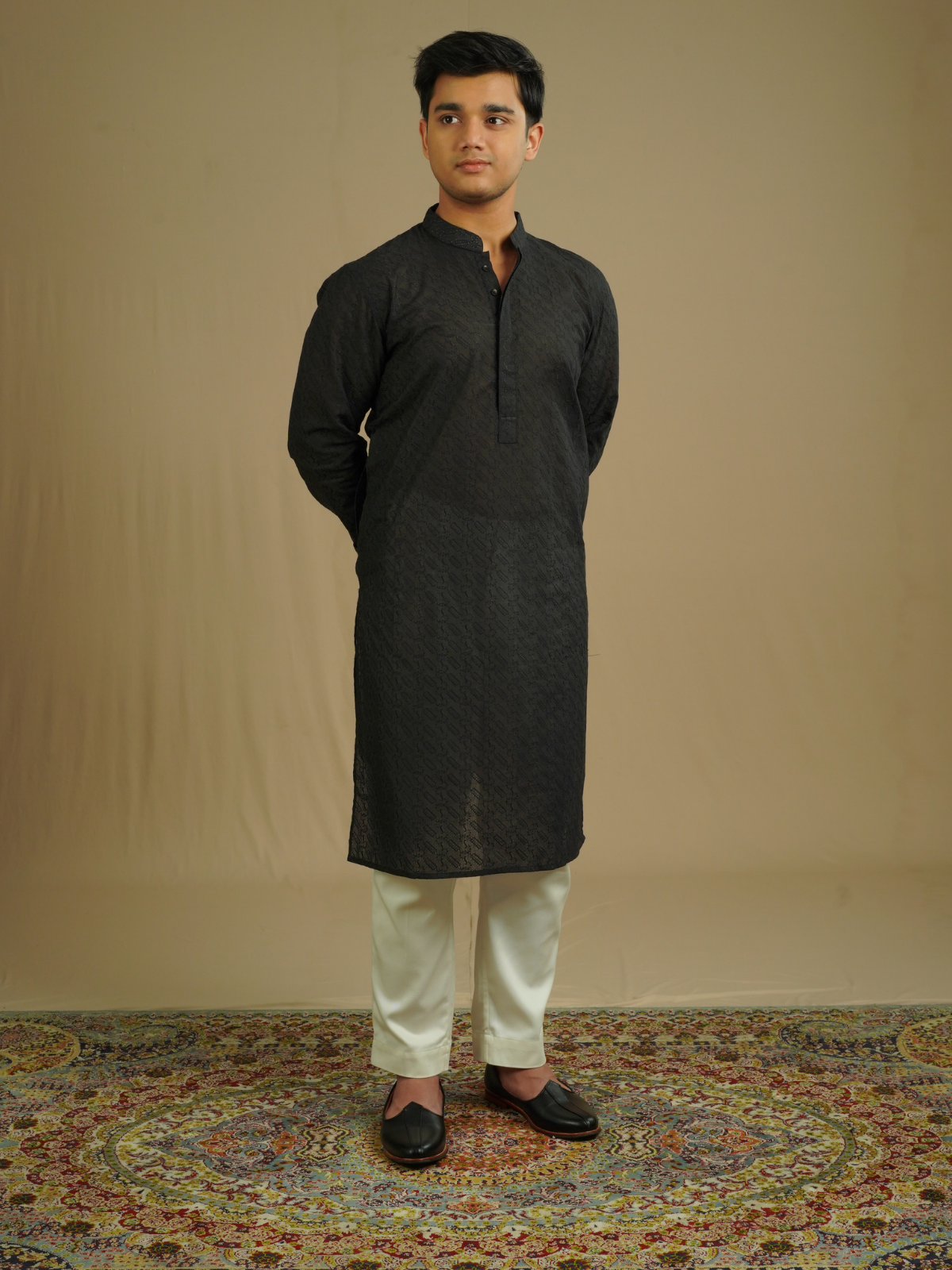 Black Chikankari Kurta