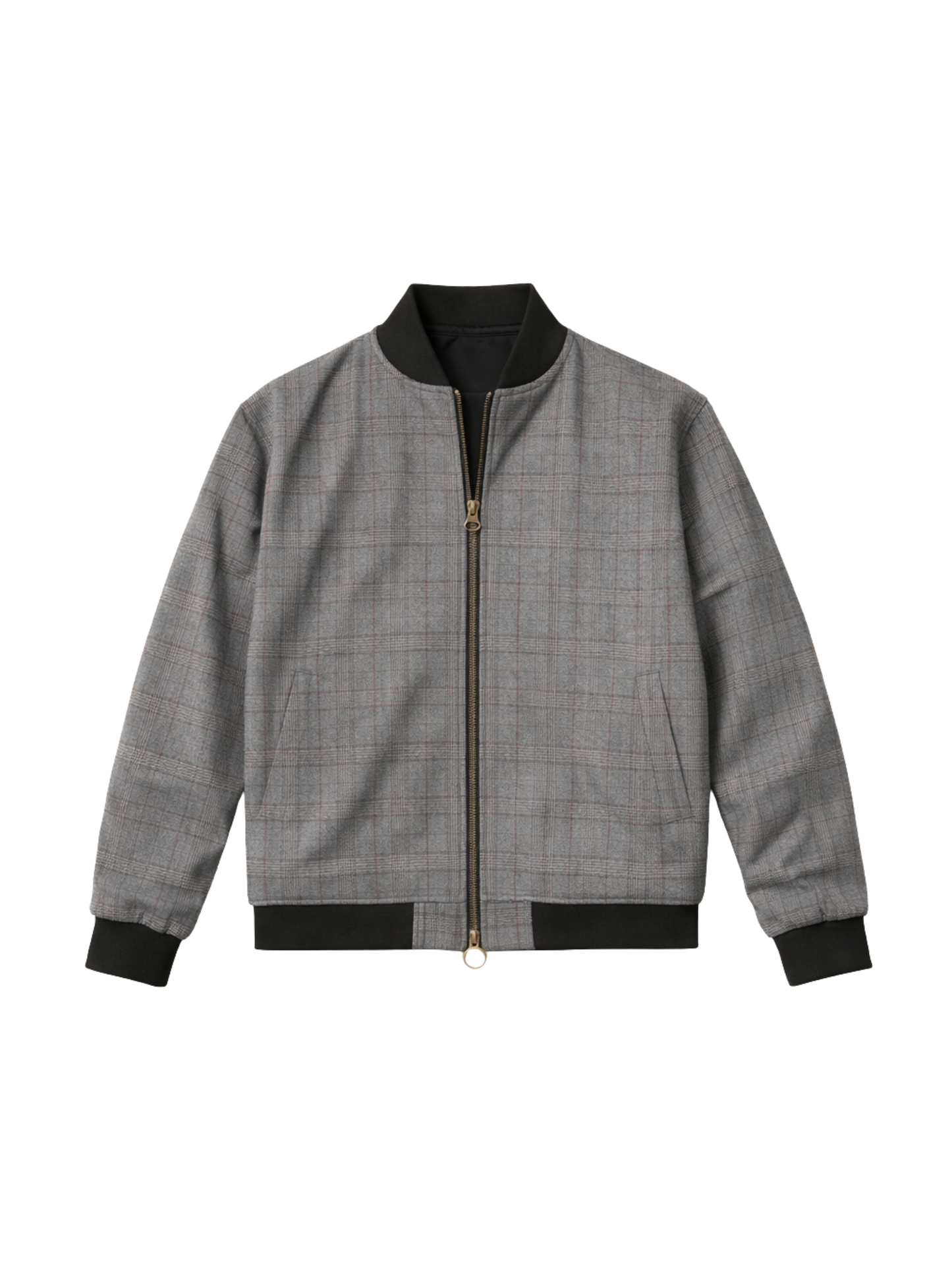 Grey Glen Check Cropped Bomber Jacket