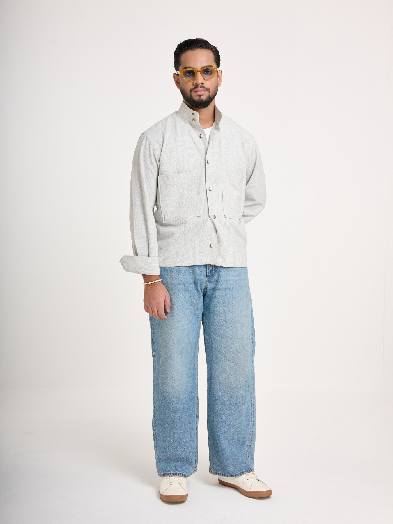 Silver Cropped Shacket