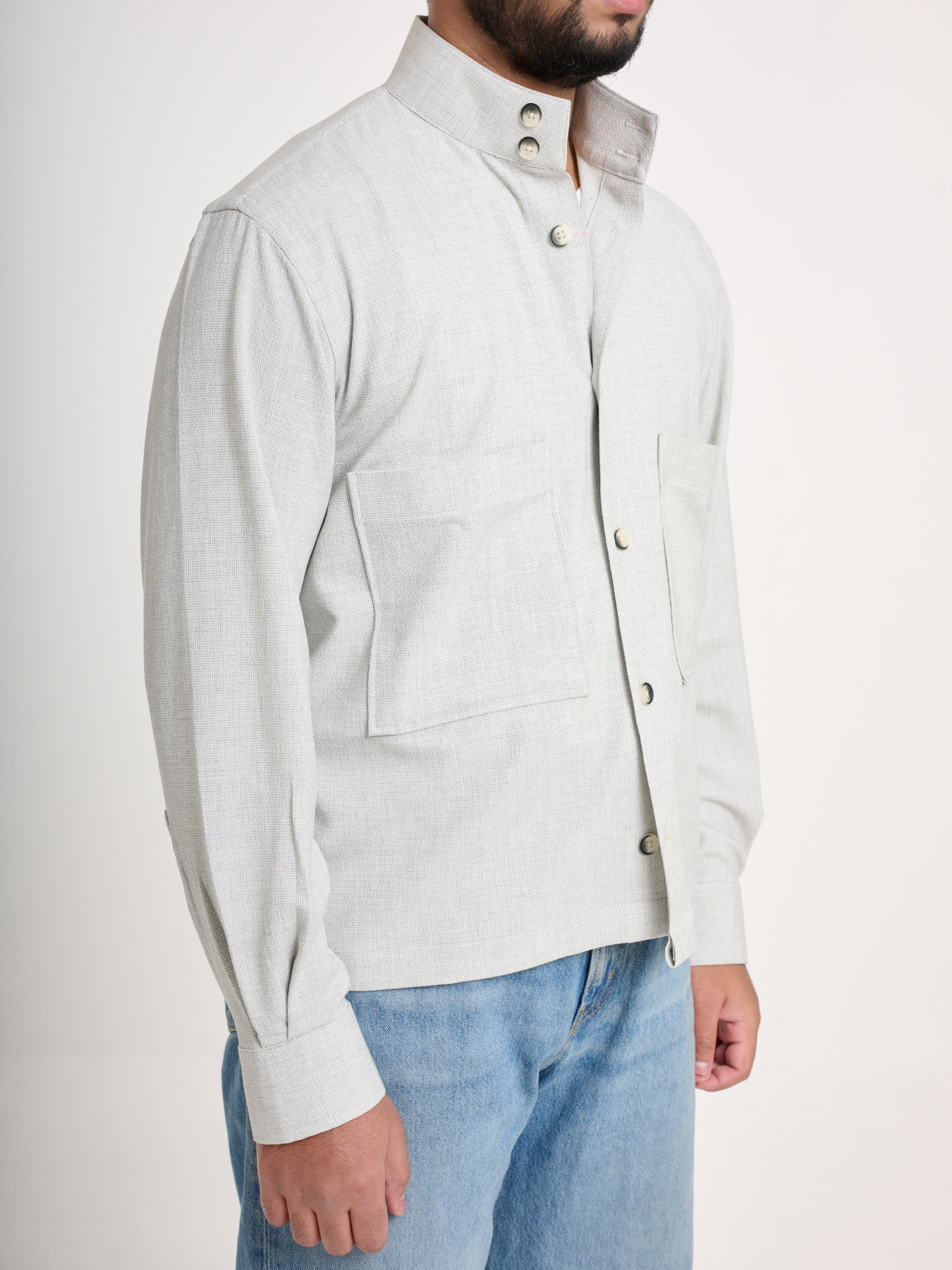 Silver Cropped Shacket