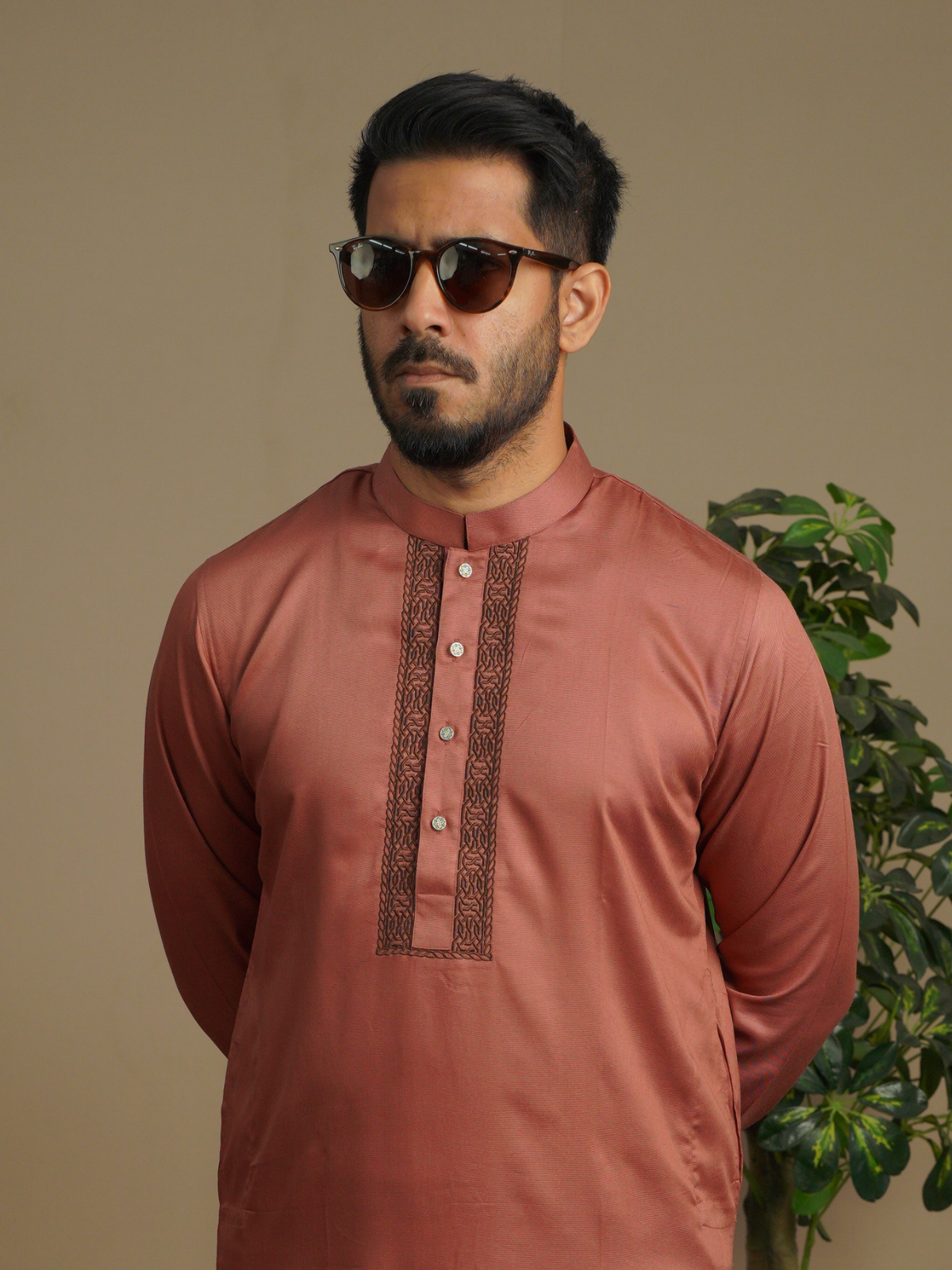 Umber & Brown Embroidery Kurta