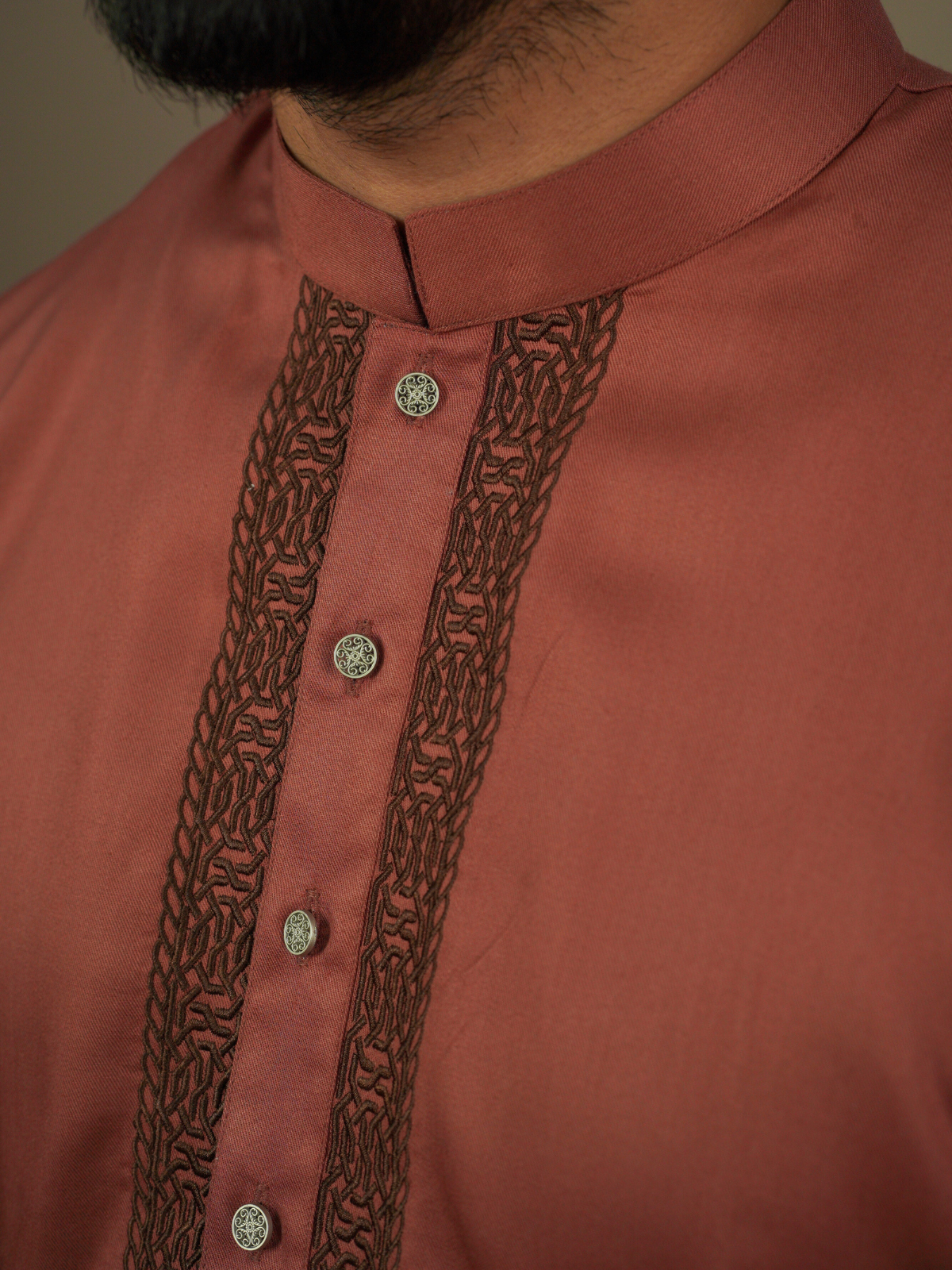 Umber & Brown Embroidery Kurta