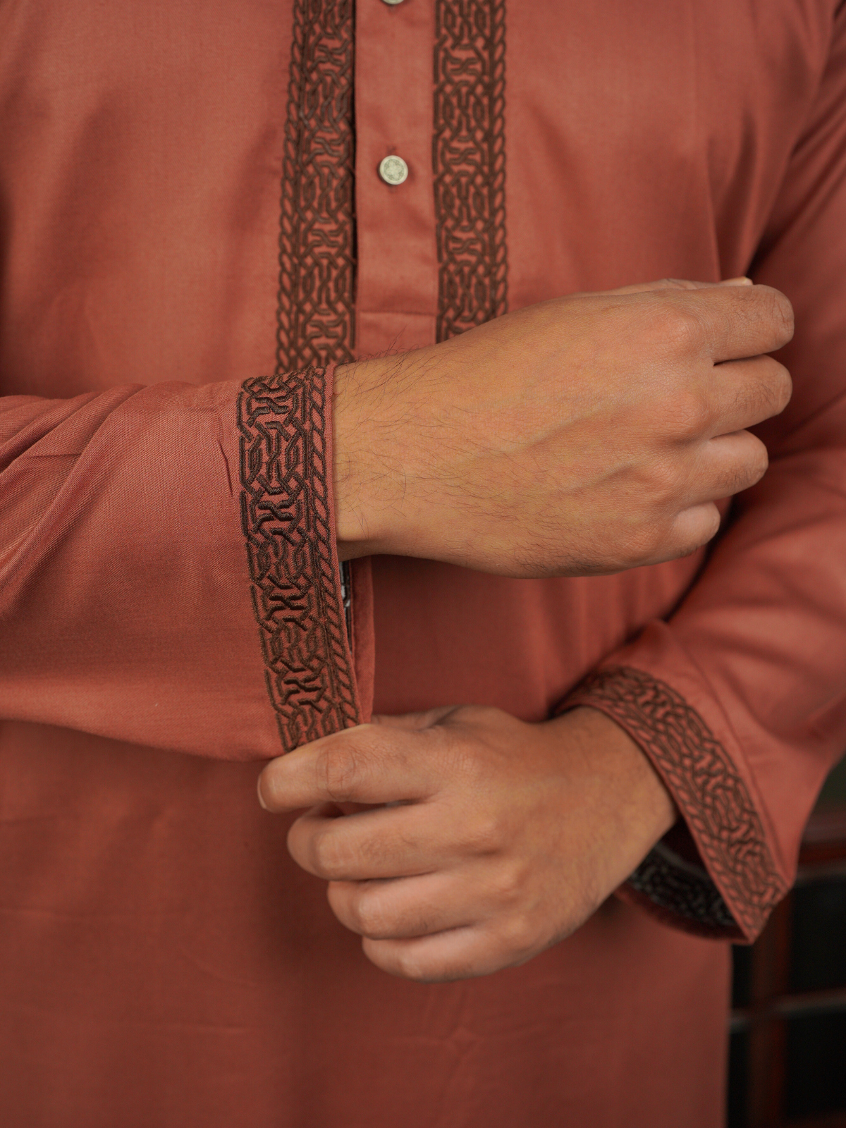 Umber & Brown Embroidery Kurta