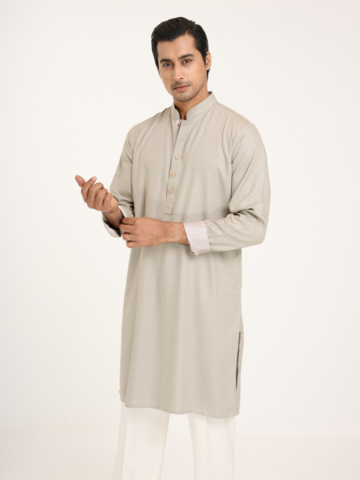 Ivory Self Print Kurta