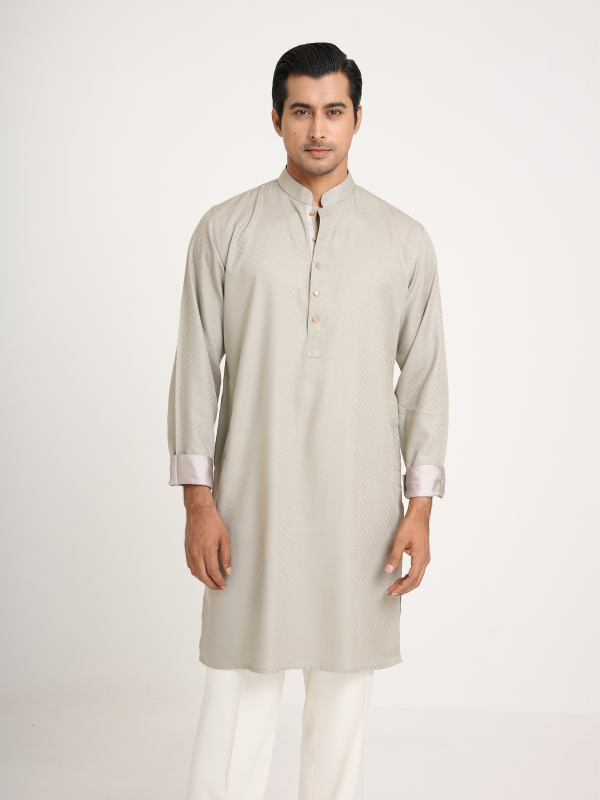 Ivory Self Print Kurta