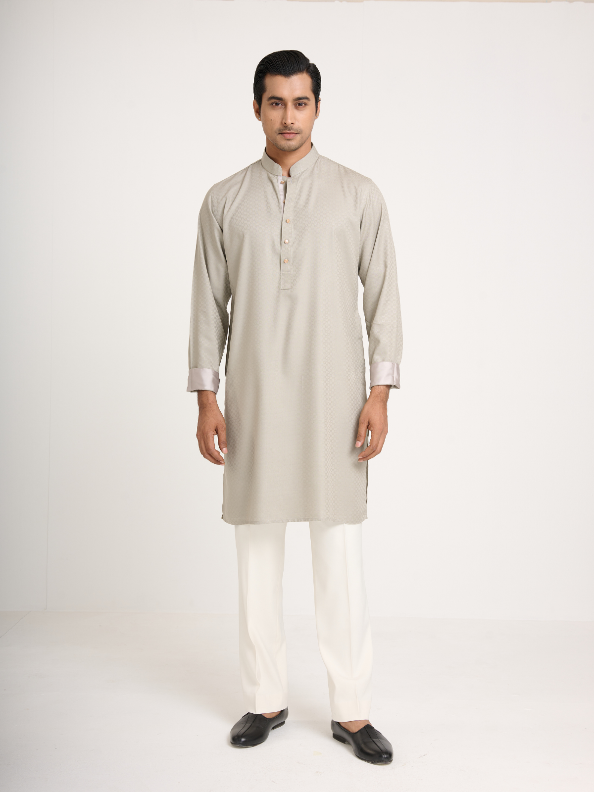 Ivory Self Print Kurta