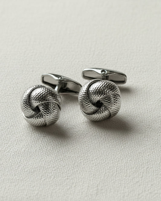 Knot Weave Cufflinks – Silver